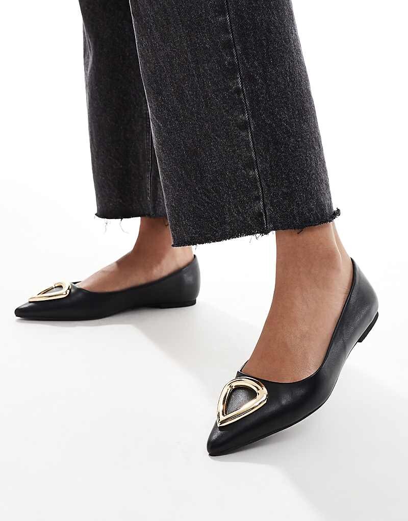 Черные балетки с окантовкой ASOS DESIGN Lennox