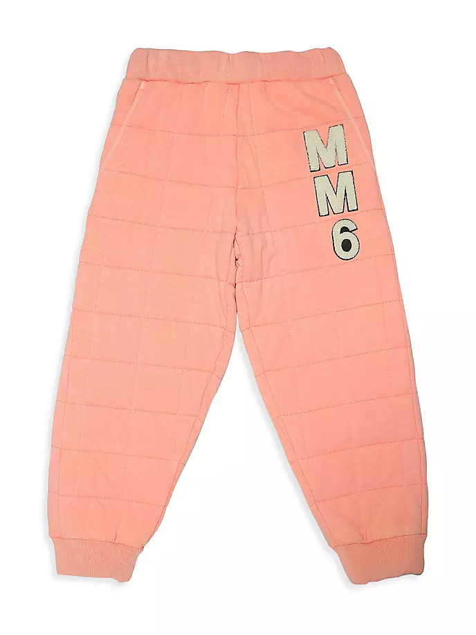 

Стеганые брюки-джоггеры с нашивкой-логотипом Mm6 Maison Margiela, цвет peach pink