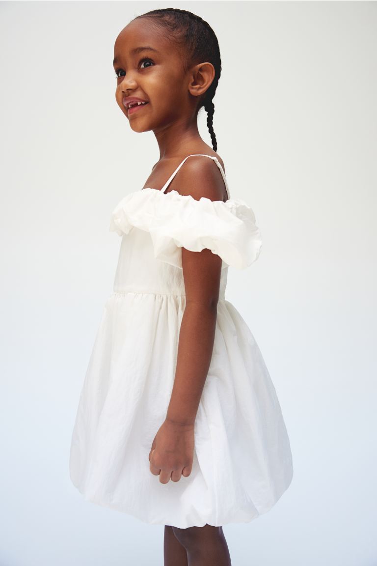 Платье с объемной ярусной юбкой H&M, белый