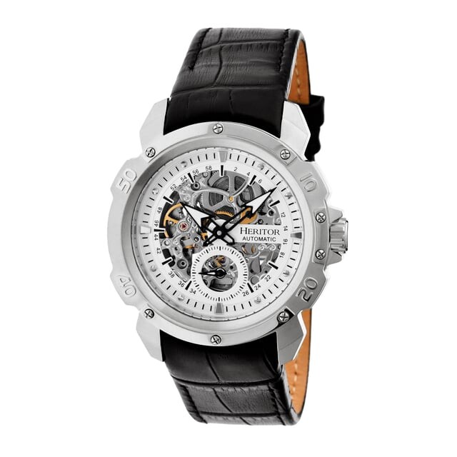 

Автоматические часы Heritor Conrad Skeleton с кожаным ремешком Heritor Automatic, серебряный