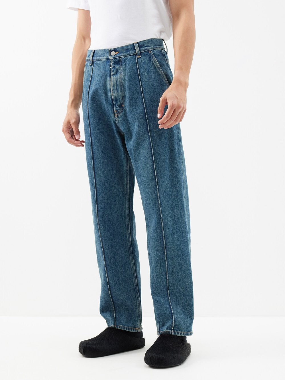 

Джинсы свободного кроя со складками MM6 Maison Margiela, синий