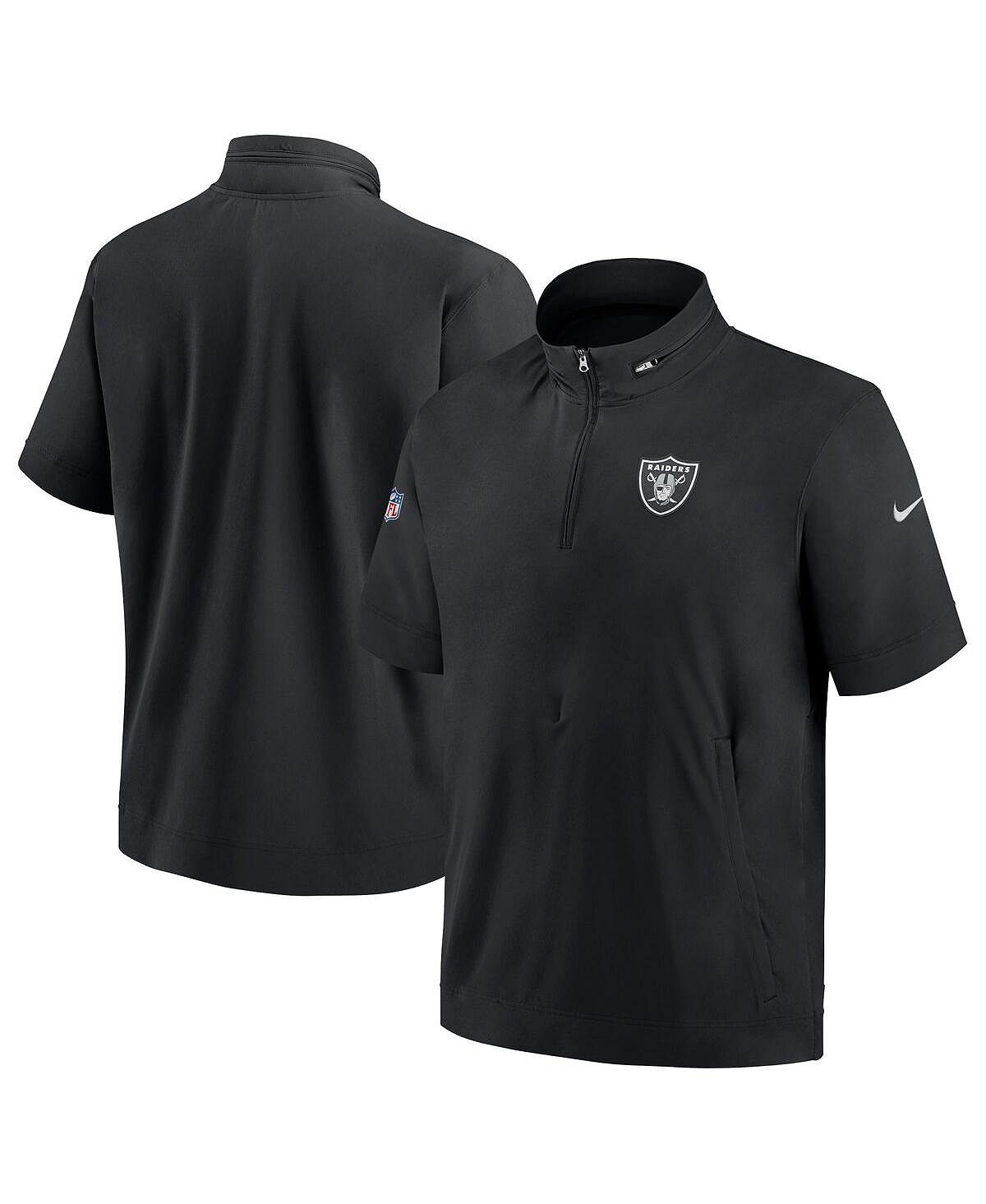 Мужская черная куртка с капюшоном и молнией четверть с короткими рукавами Las Vegas Raiders Sideline Coach Nike мужская черная футболка las vegas raiders local essential nike