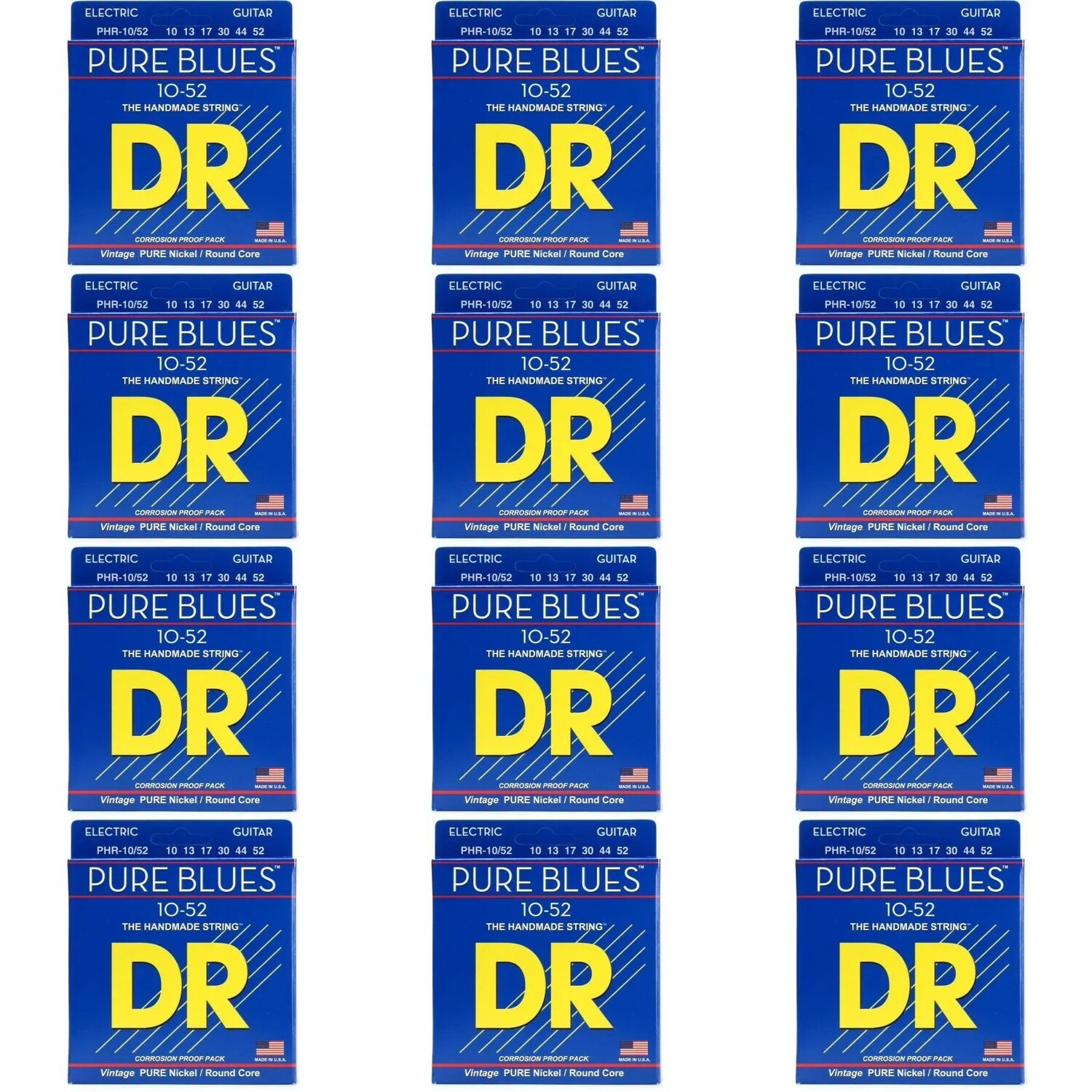 

Струны для электрогитары DR Strings PHR-10/52 Pure Blues из чистого никеля — .010-.052, большие и тяжелые (12 шт. в упаковке)