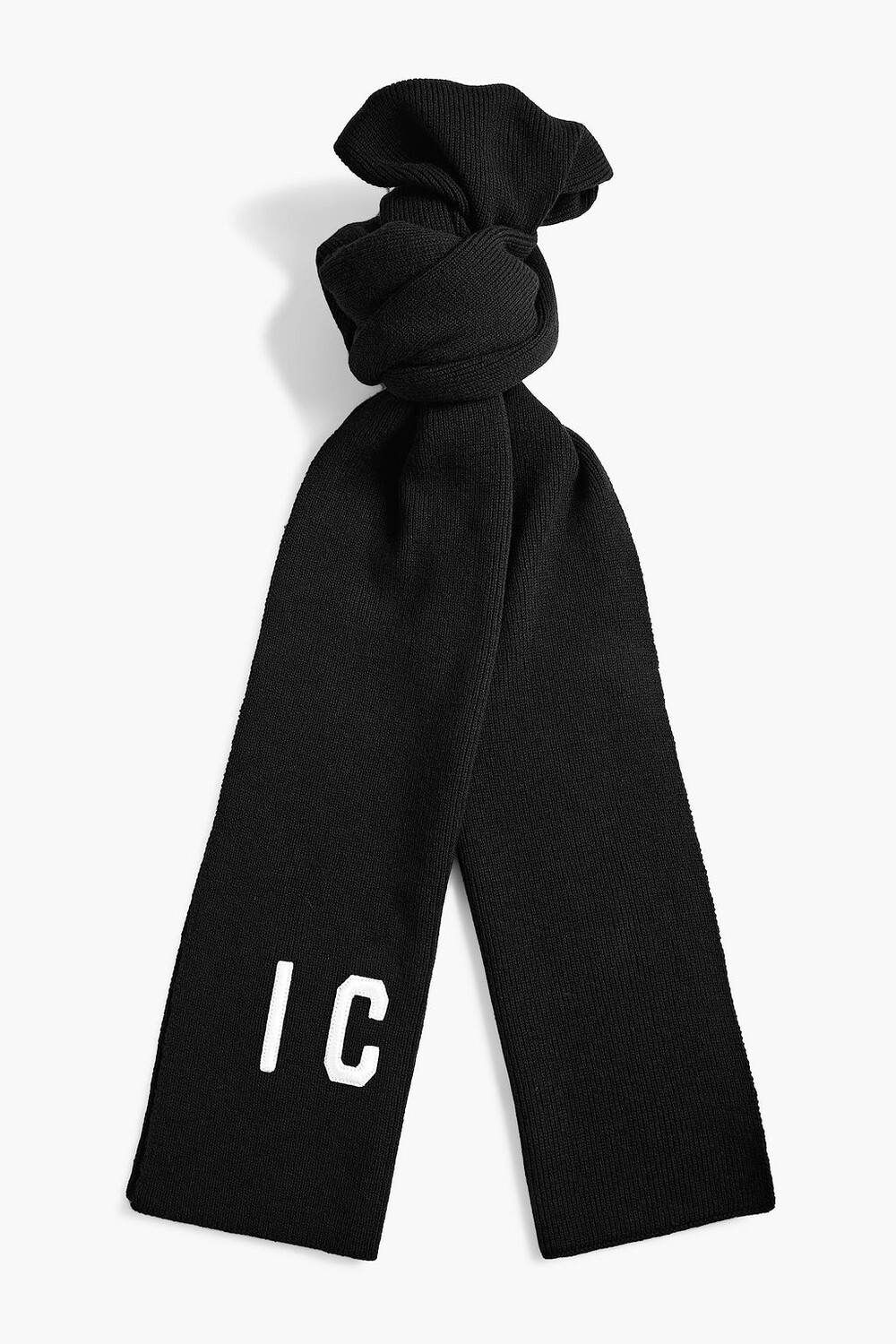 

Шерстяной шарф с аппликацией Icon DSQUARED2, черный