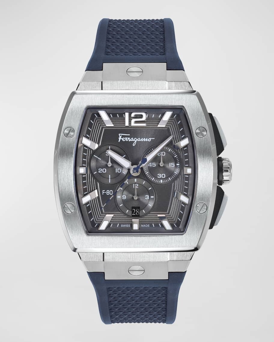 

Мужские часы F-80 Tonneau Chrono с силиконовым ремешком Ferragamo