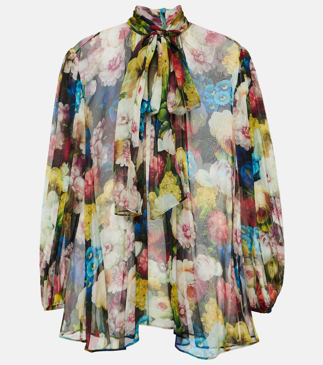 Блузка из шелкового шифона с цветочным принтом Dolce&Gabbana, мультиколор