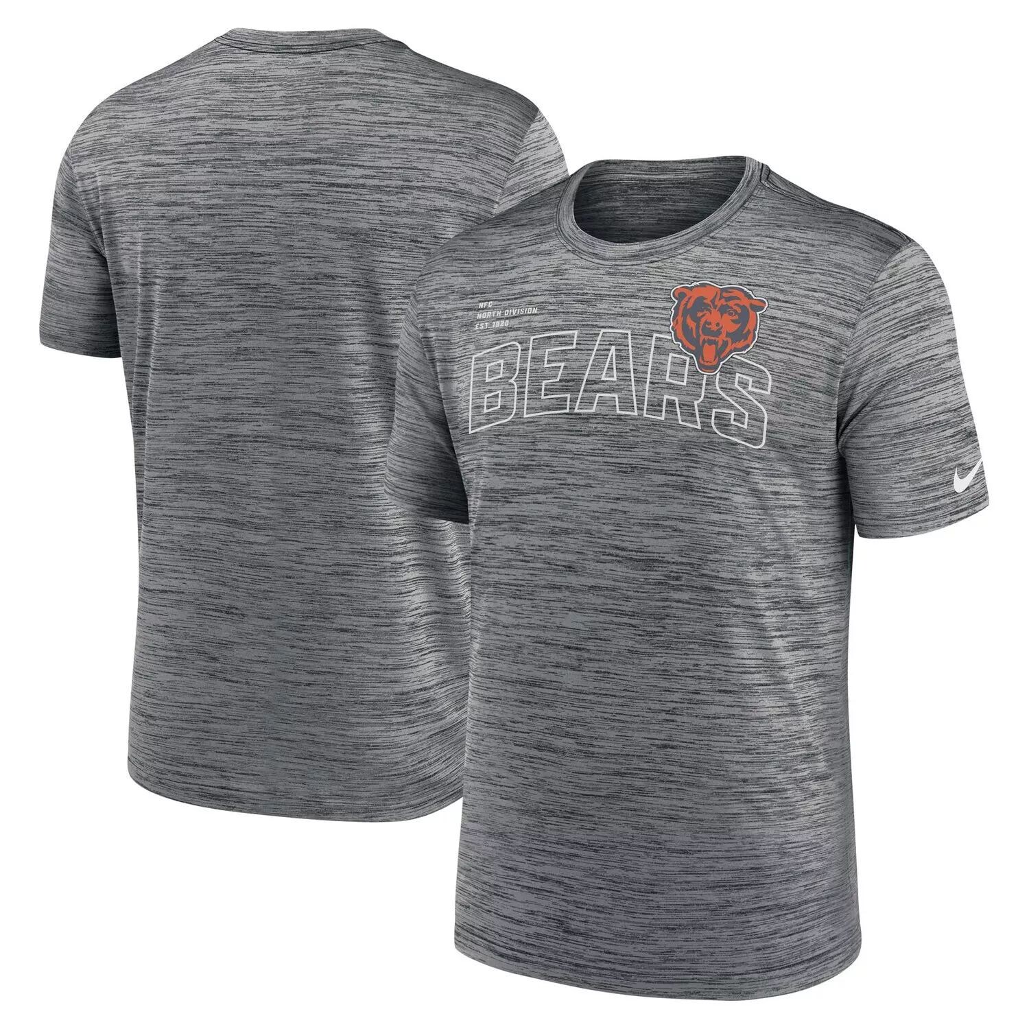 

Мужская антрацитовая футболка Chicago Bears Big & Tall Velocity Performance Nike, Черный