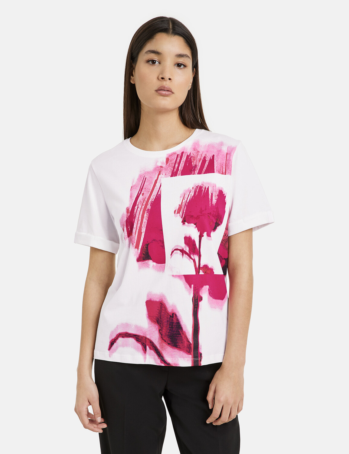 

Футболка TAIFUN Kurzarm Rundhals, цвет Luminous Pink gemustert