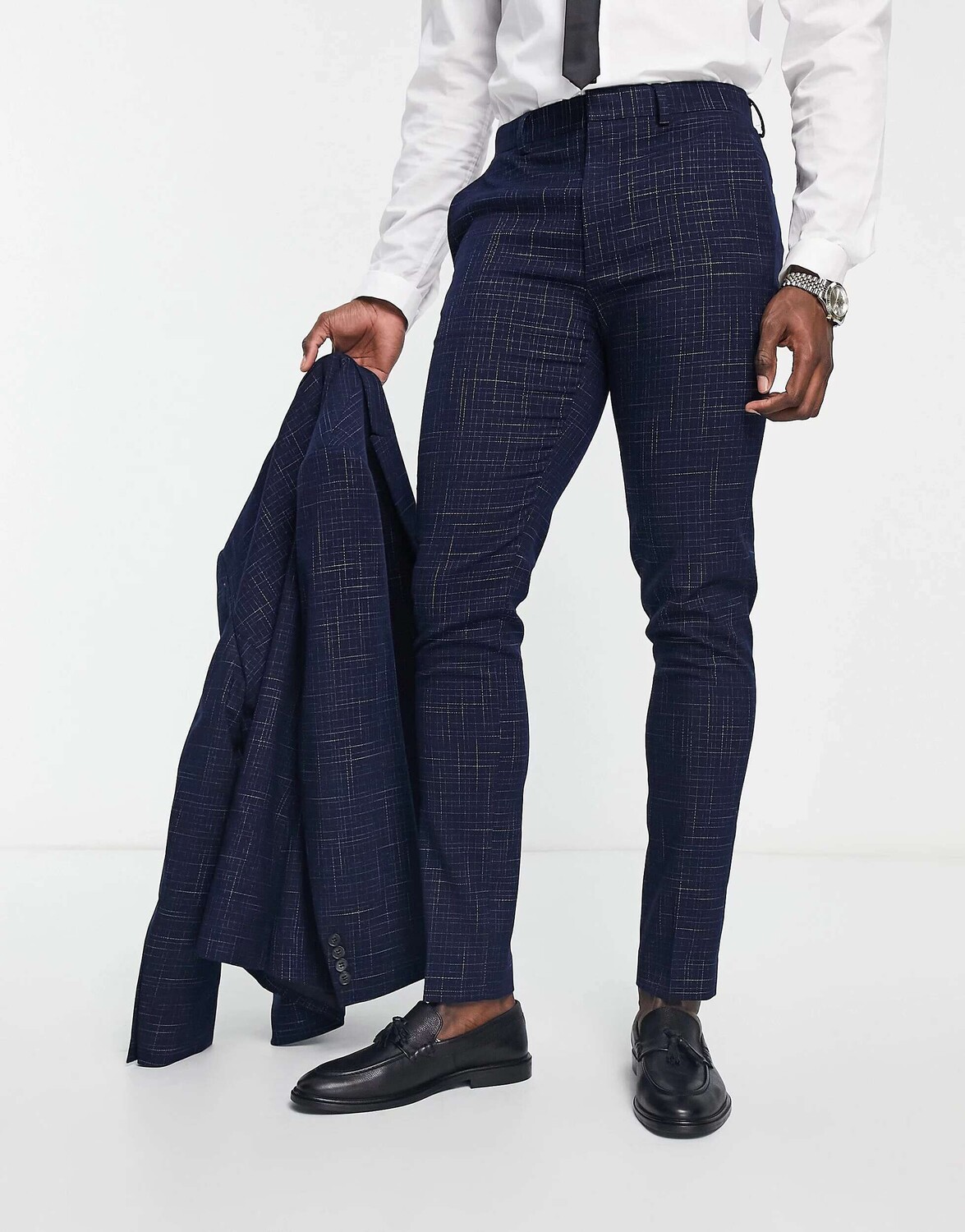 

Темно-синие брюки-скинни ASOS, Синий
