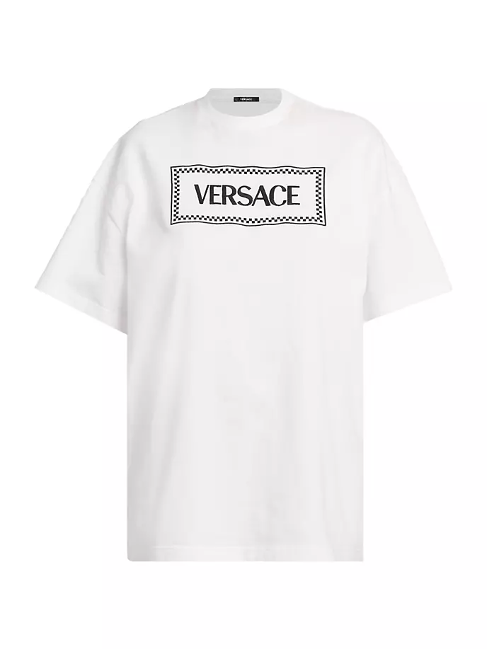 

Хлопковая футболка с логотипом Versace, черный