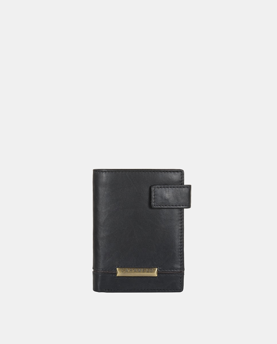 Черный мужской кошелек с металлической фирменной деталью Caramelo, черный