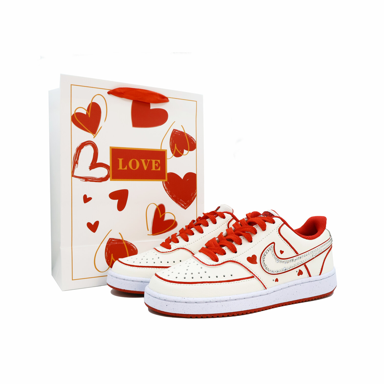 

Кроссовки Nike Court Vision 1 Skateboarding Shoes Women's Low-top Off-white/red, красный