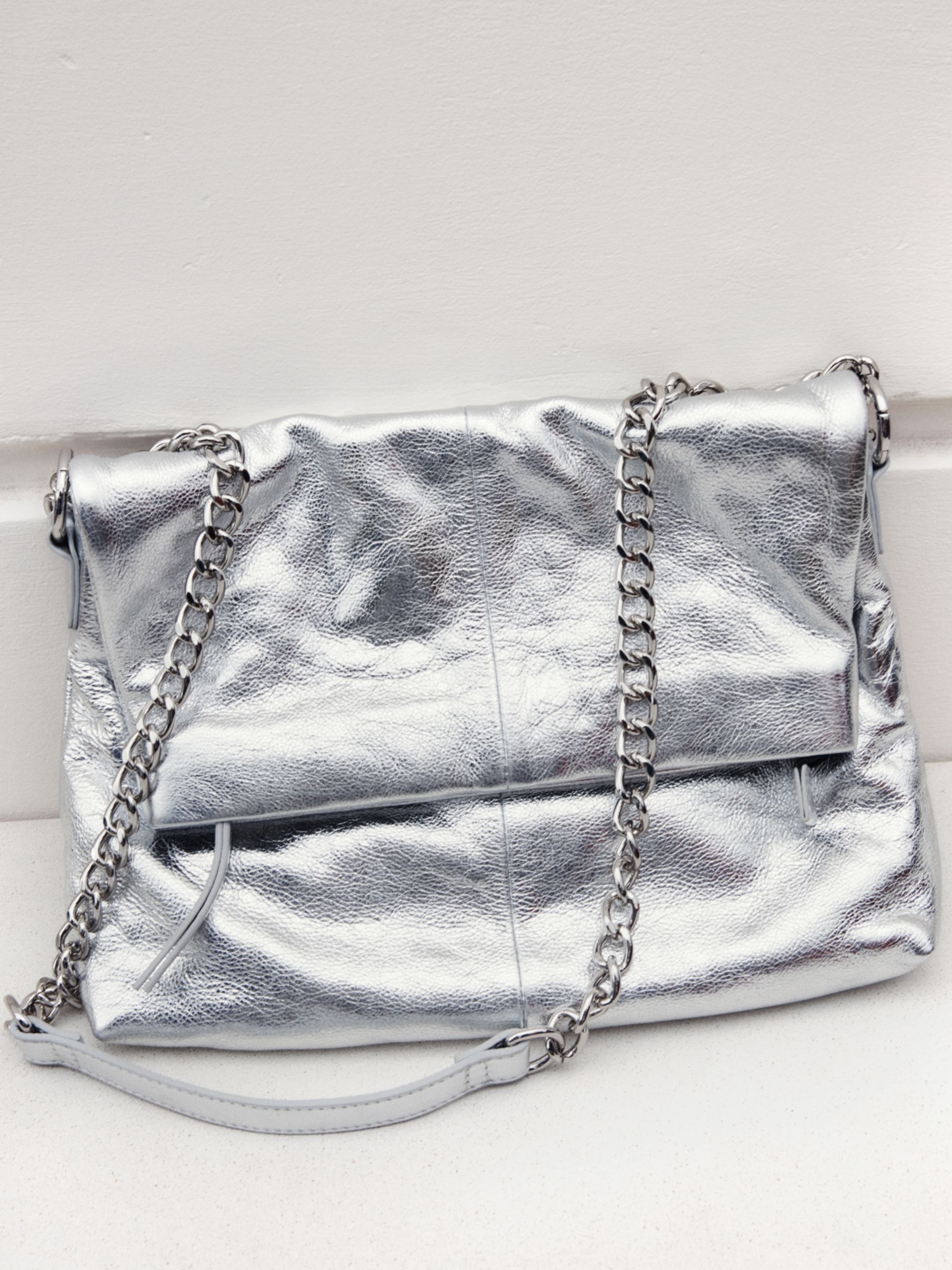 Кожаная сумка через плечо Perrie с цепочкой HUSH, серебряный