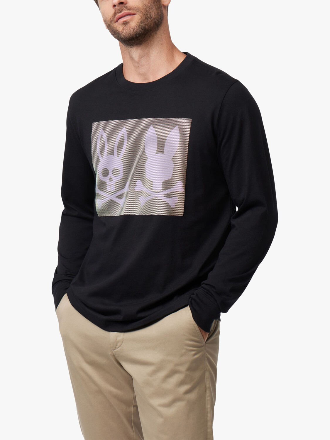

Свободная футболка Chicago с длинными рукавами Psycho Bunny, черный