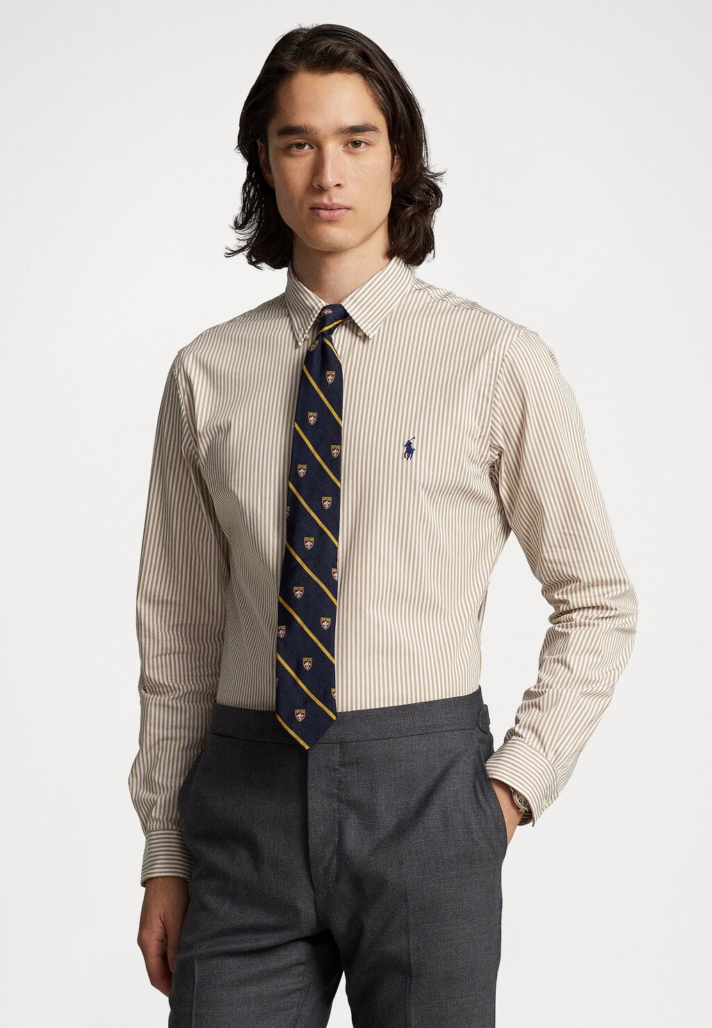 

Рубашка SLIM FIT STRIPED SHIRT Polo Ralph Lauren, винтажный хаки/белый