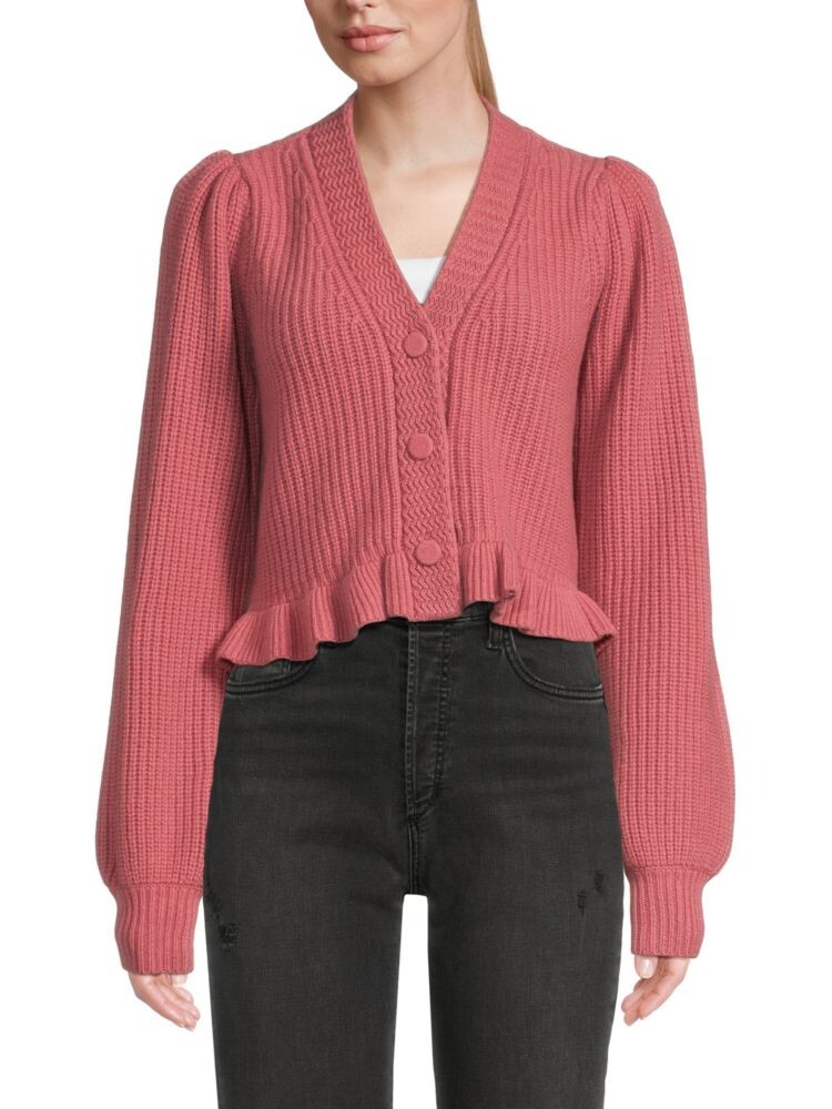 

Кардиган Adessa из смесовой шерсти с баской Loveshackfancy, цвет Sienna Red