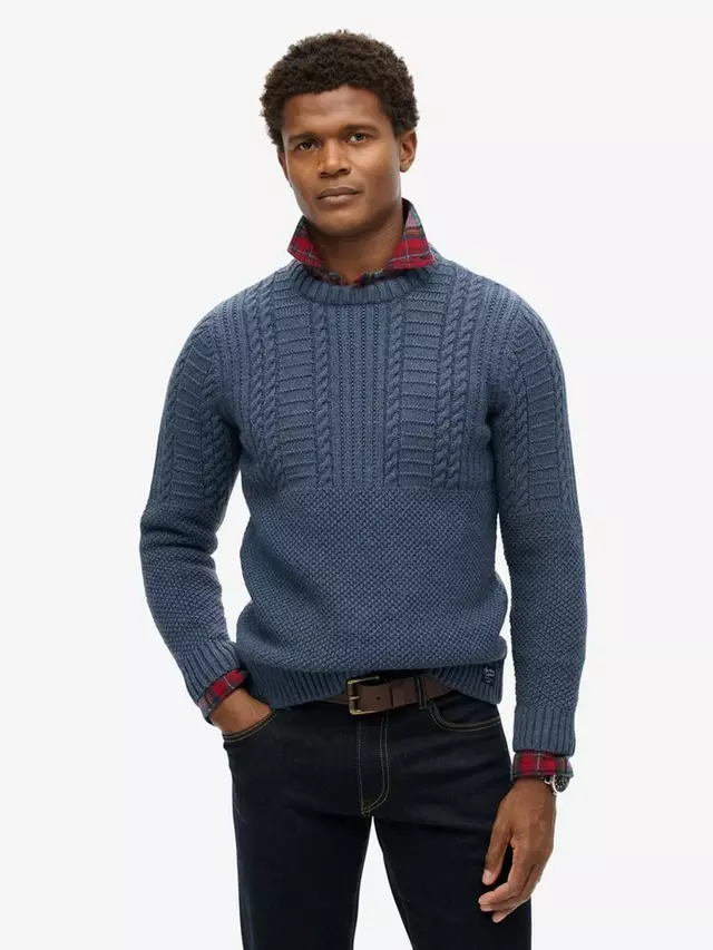

Джемпер Superdry Jacob Cable Knit, цвет denim blue