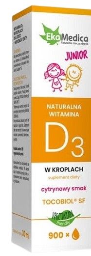 Ekamedica Junior Witamina D3 Kropleвитамин д3 для детей, 30 ml terranova witamina d3 400iu kompleks wegański витамин d3 в капсулах 50 шт