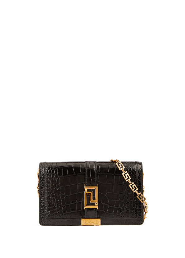 

Черная женская кожаная сумка greca goddess mini Versace