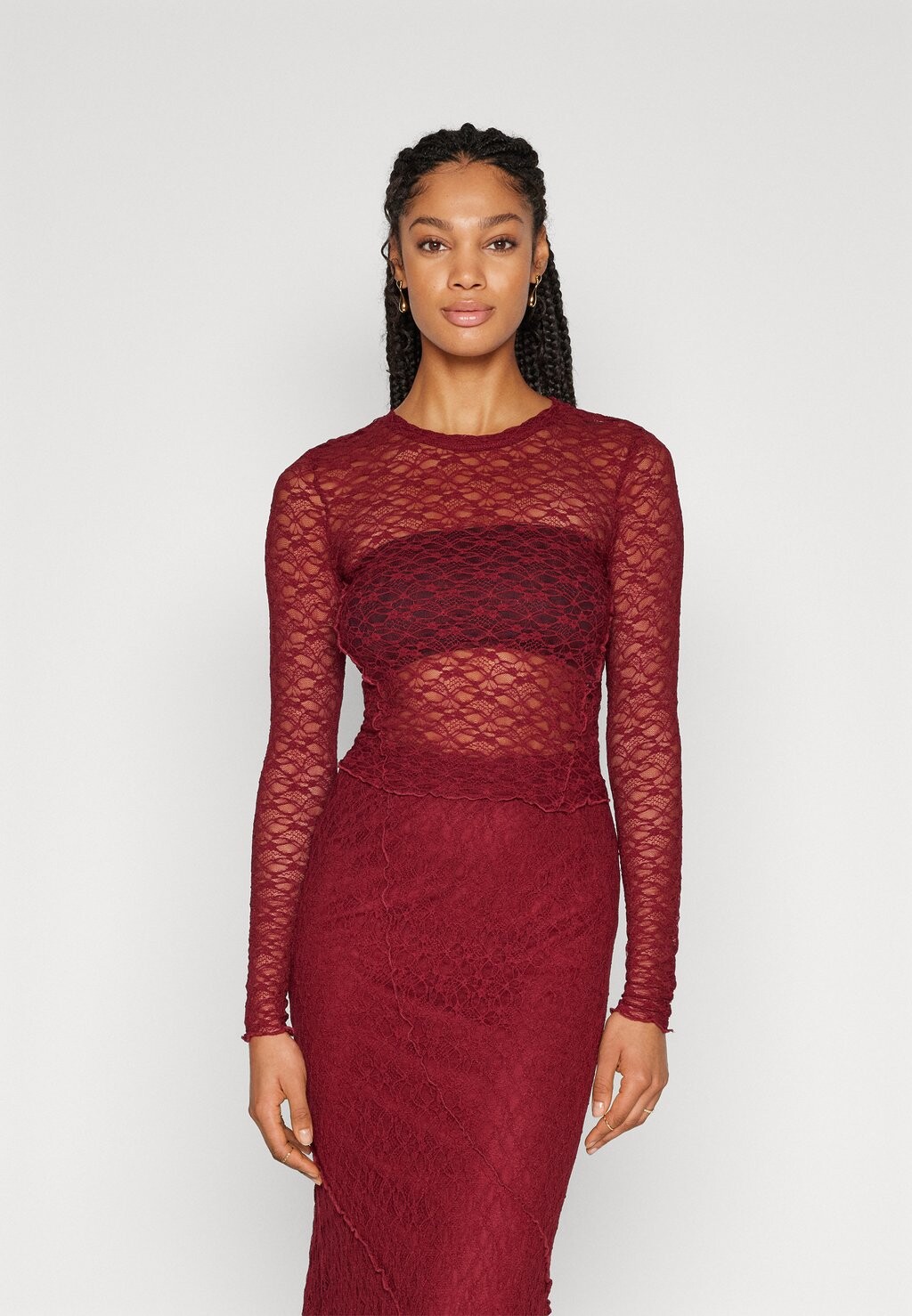 

Топ с длинными рукавами ONLY ONLKIM LACE TOP, цвет cabernet