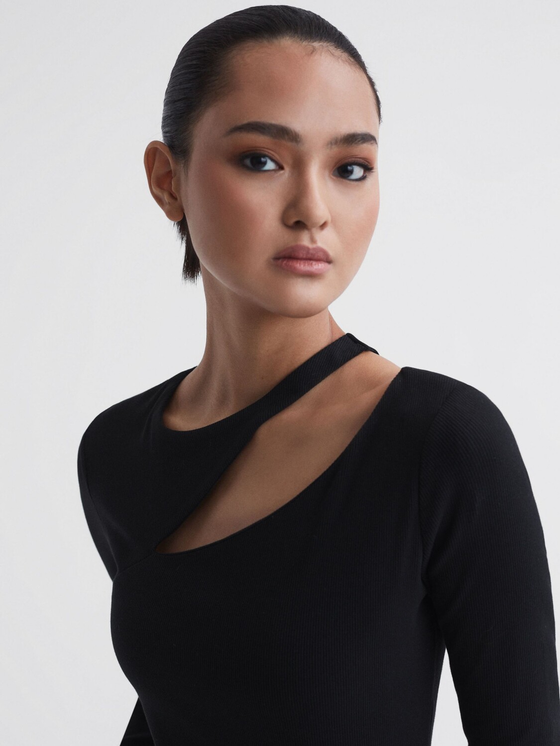

Топ Myla в рубчик с вырезом Reiss, черный