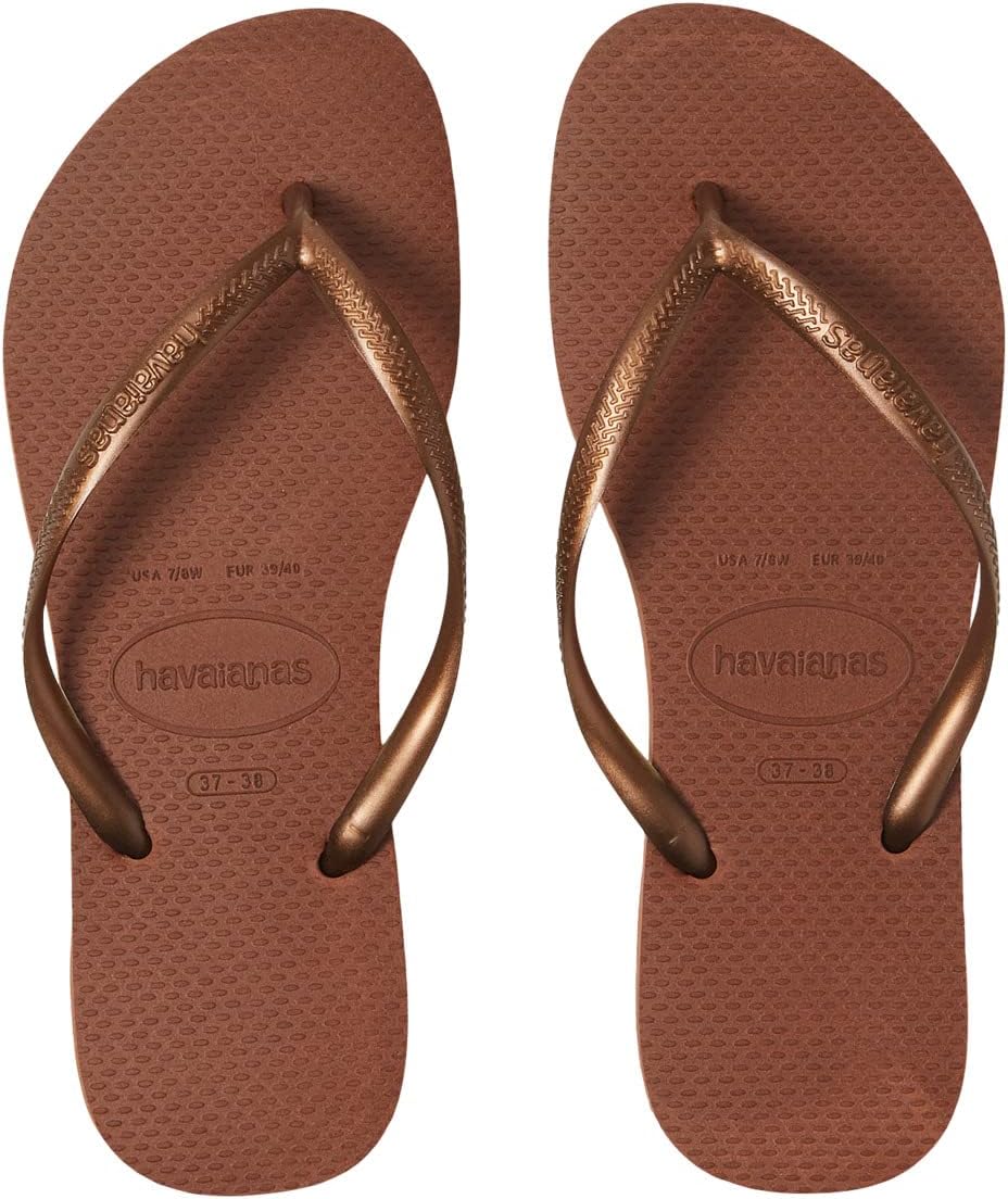 Шлепанцы Slim Flip Flop Sandal Havaianas, цвет Rust/Metallic Copper шлепанцы havaianas flip flop slim logo metallic цвет black
