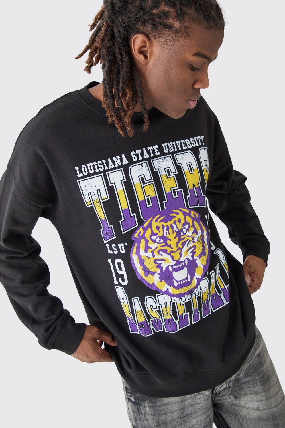 

Толстовка оверсайз Tigers License boohooMAN, черный