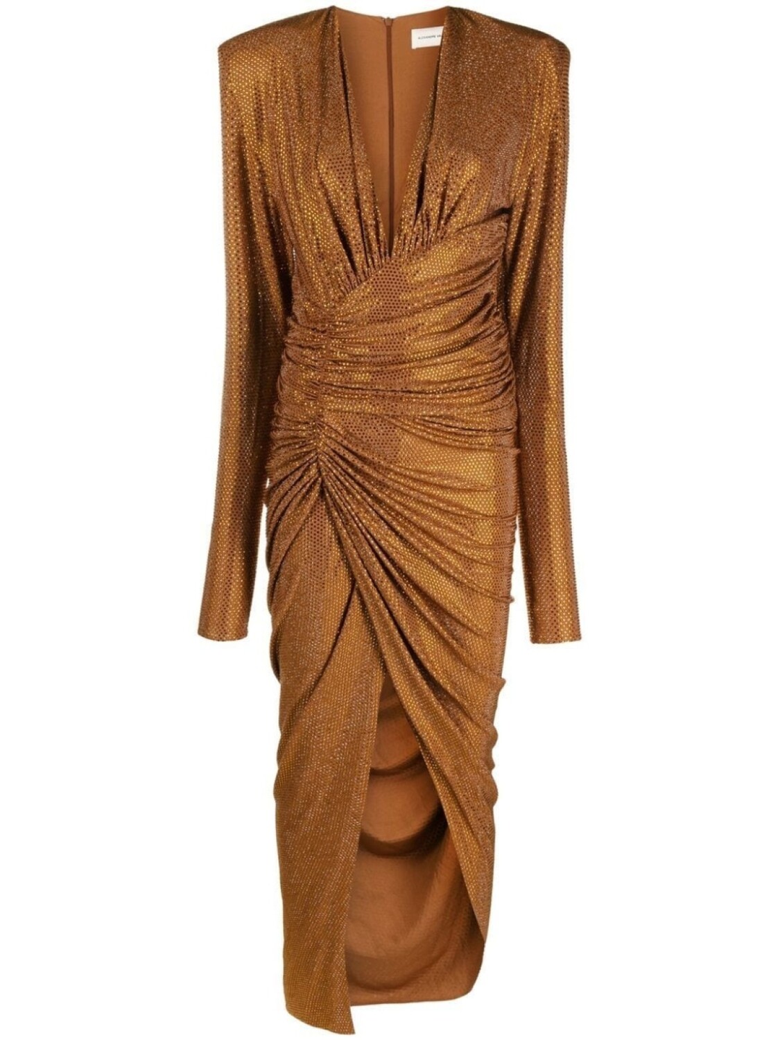 

Alexandre Vauthier платье со сборками и кристаллами, коричневый