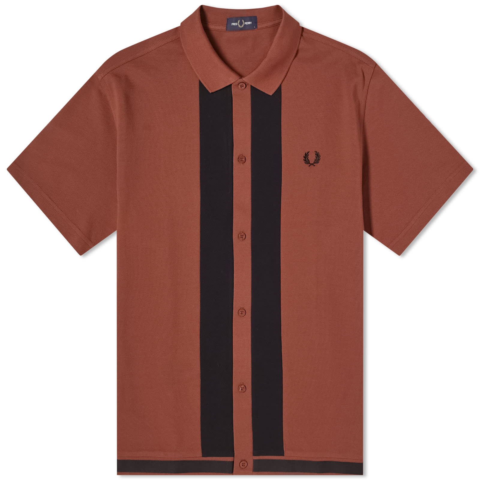 Рубашка Fred Perry Panel Polo, цвет Whisky Brown рубашка поло из хлопкового пике с контрастным краем и длинными рукавами fred perry цвет oatmeal