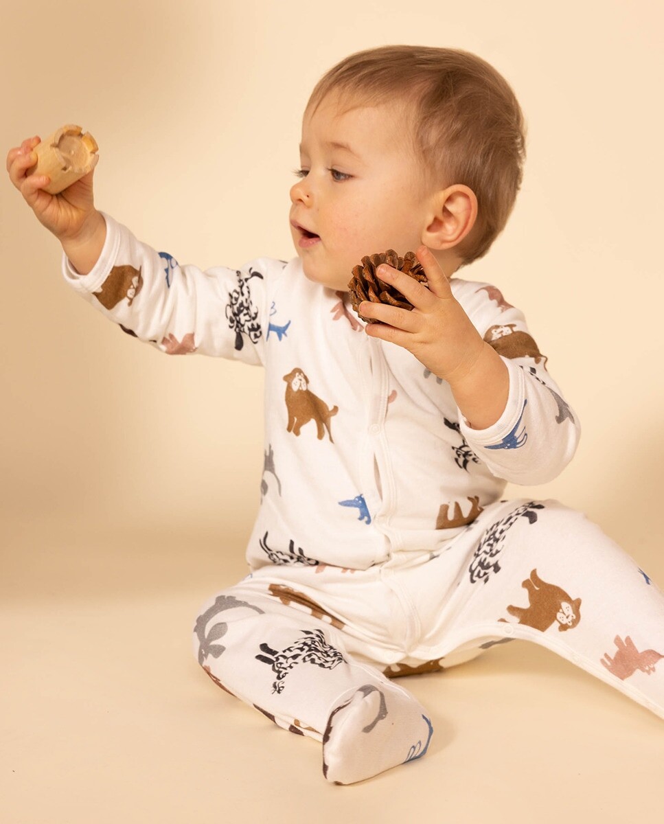 

Плюшевая пижама с собачками для малыша Petit Bateau, разноцветные