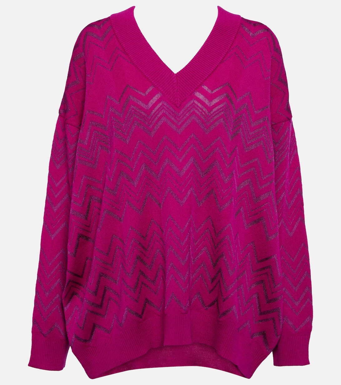 

Свитер оверсайз с зигзагом из смесовой шерсти MISSONI, розовый