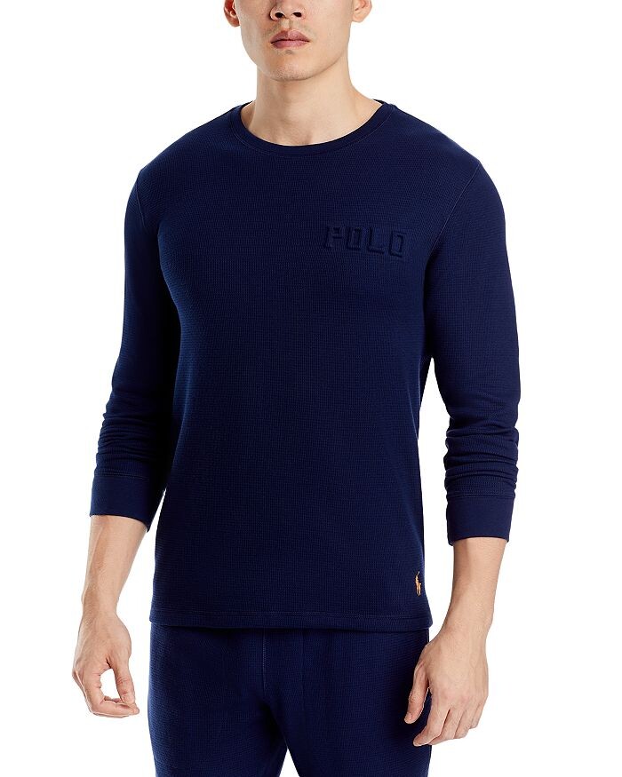 

Пижамная рубашка вафельной вязки с длинными рукавами Polo Ralph Lauren, синий
