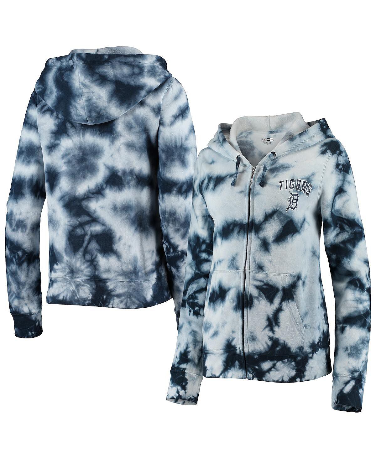 

Женская темно-синяя флисовая толстовка с молнией во всю длину Detroit Tigers Tie-Dye New Era, темно-синий