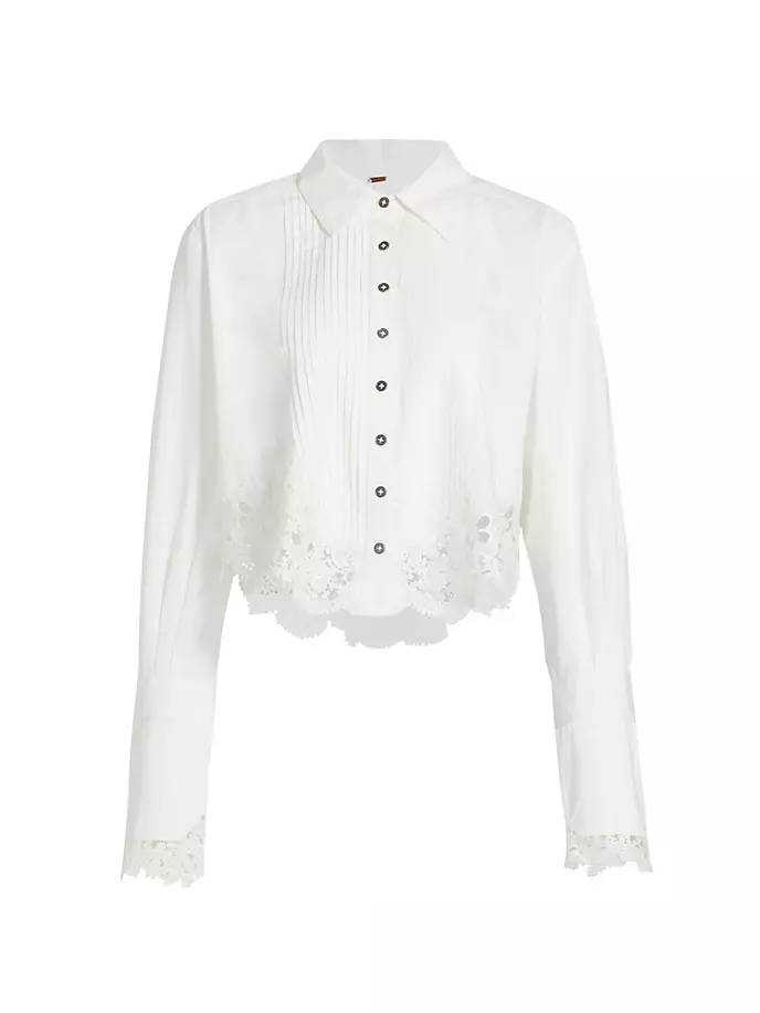 

Хлопковая рубашка с кружевной отделкой Hooked On You Free People, цвет marshmallow