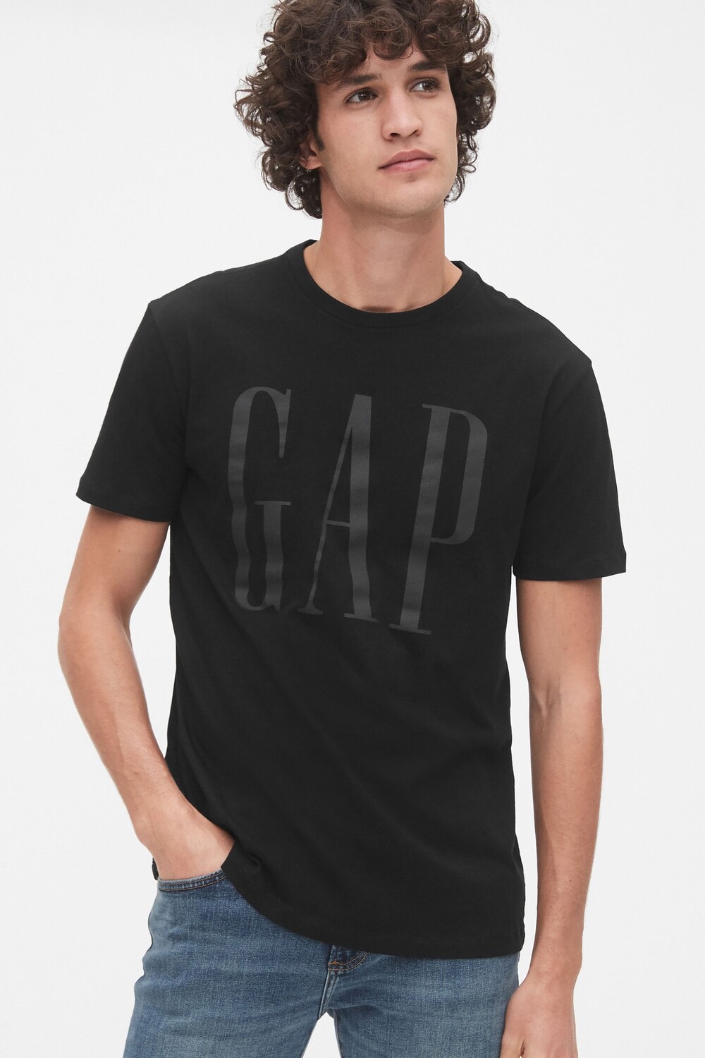 

Футболка с круглым вырезом и логотипом Gap, черный
