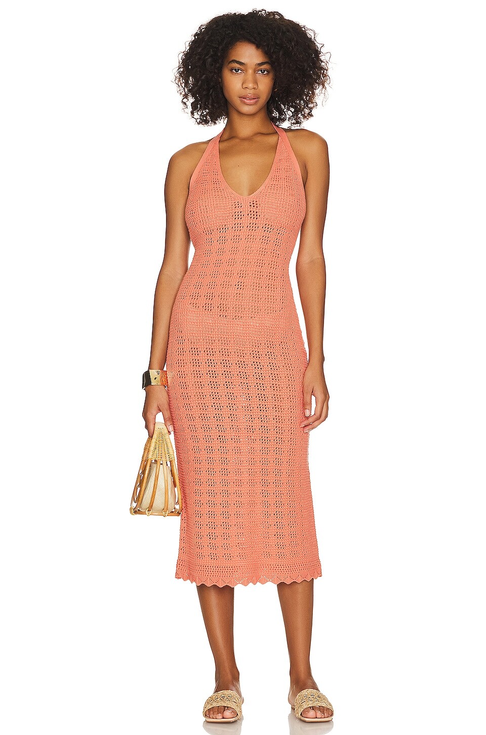 

Платье миди 525 Halter Crochet, цвет Clay