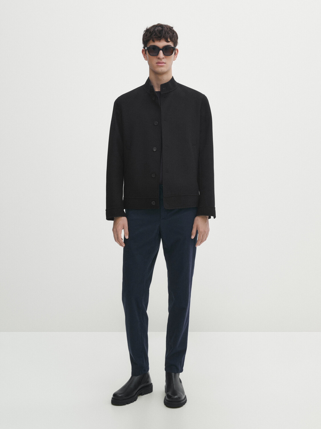

Узкие текстурированные чиносы оттоманс Massimo Dutti, темно-синий
