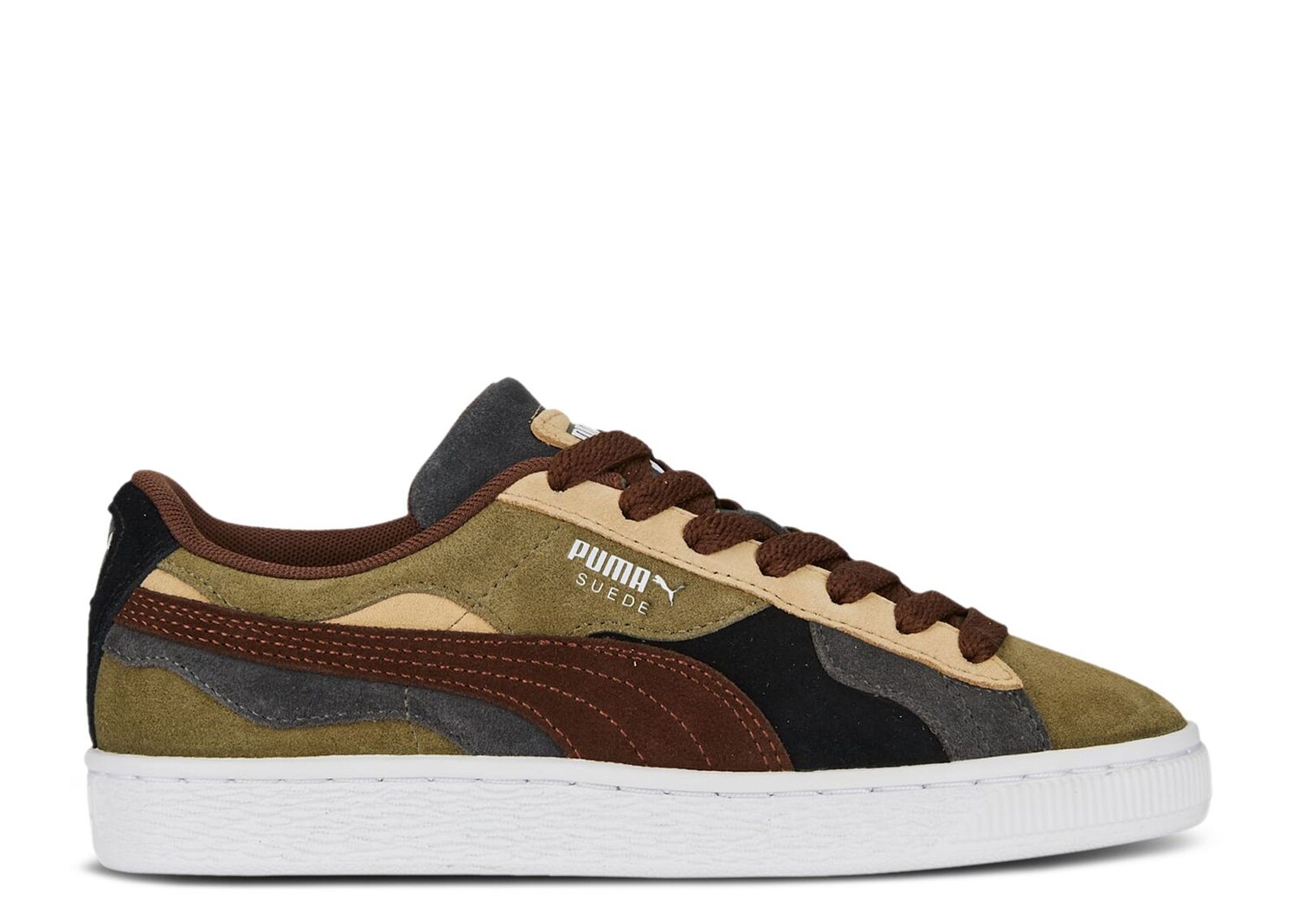 

Кроссовки Puma Suede Big Kid 'Camowave - Olive Chestnut Brown', зеленый