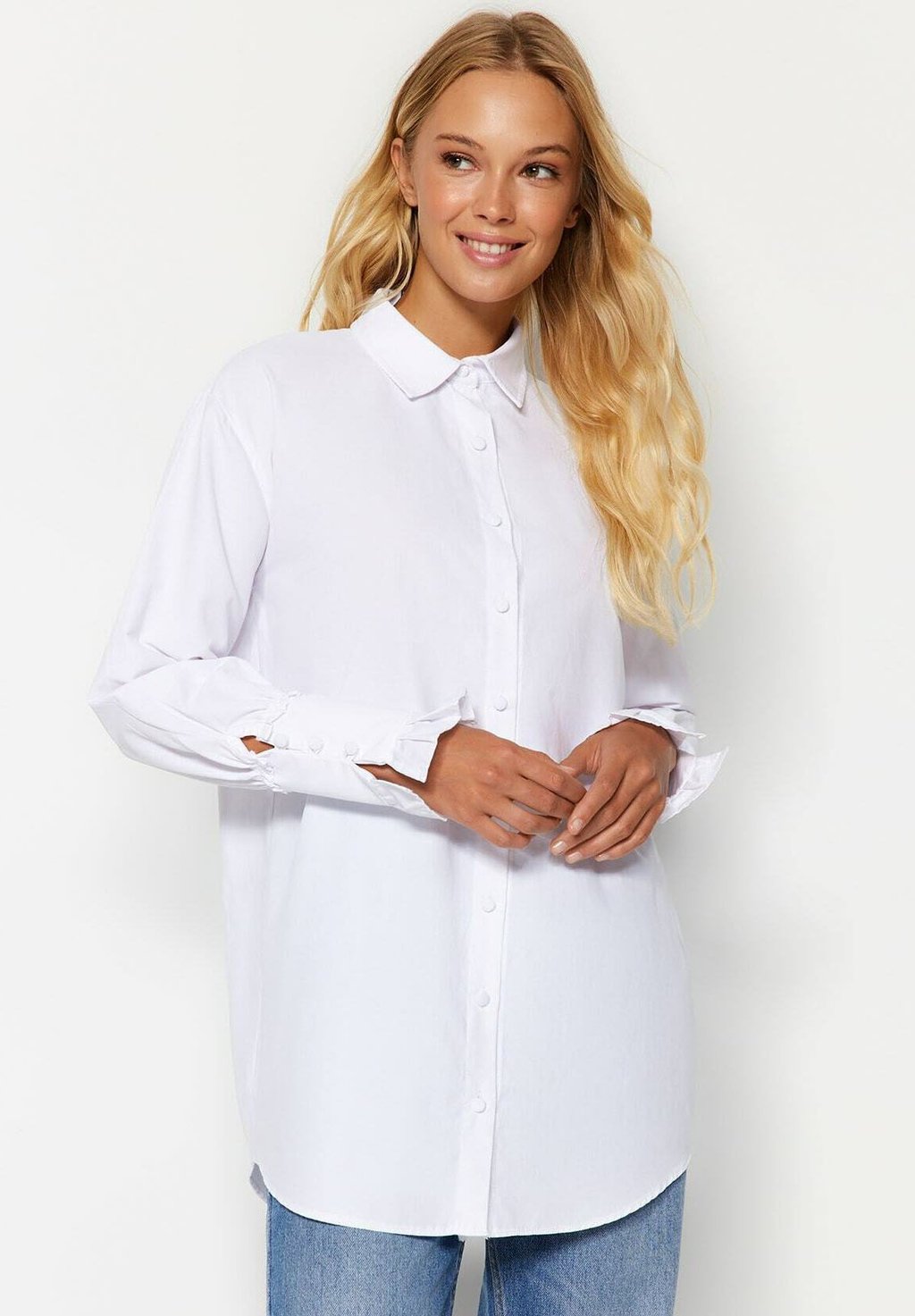 Блузка-рубашка MODEST Trendyol Modest, цвет white платье блузка trendyol modest цвет brown