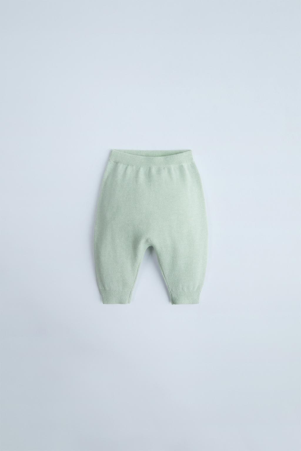 Трикотажные брюки ZARA, светло-зеленый