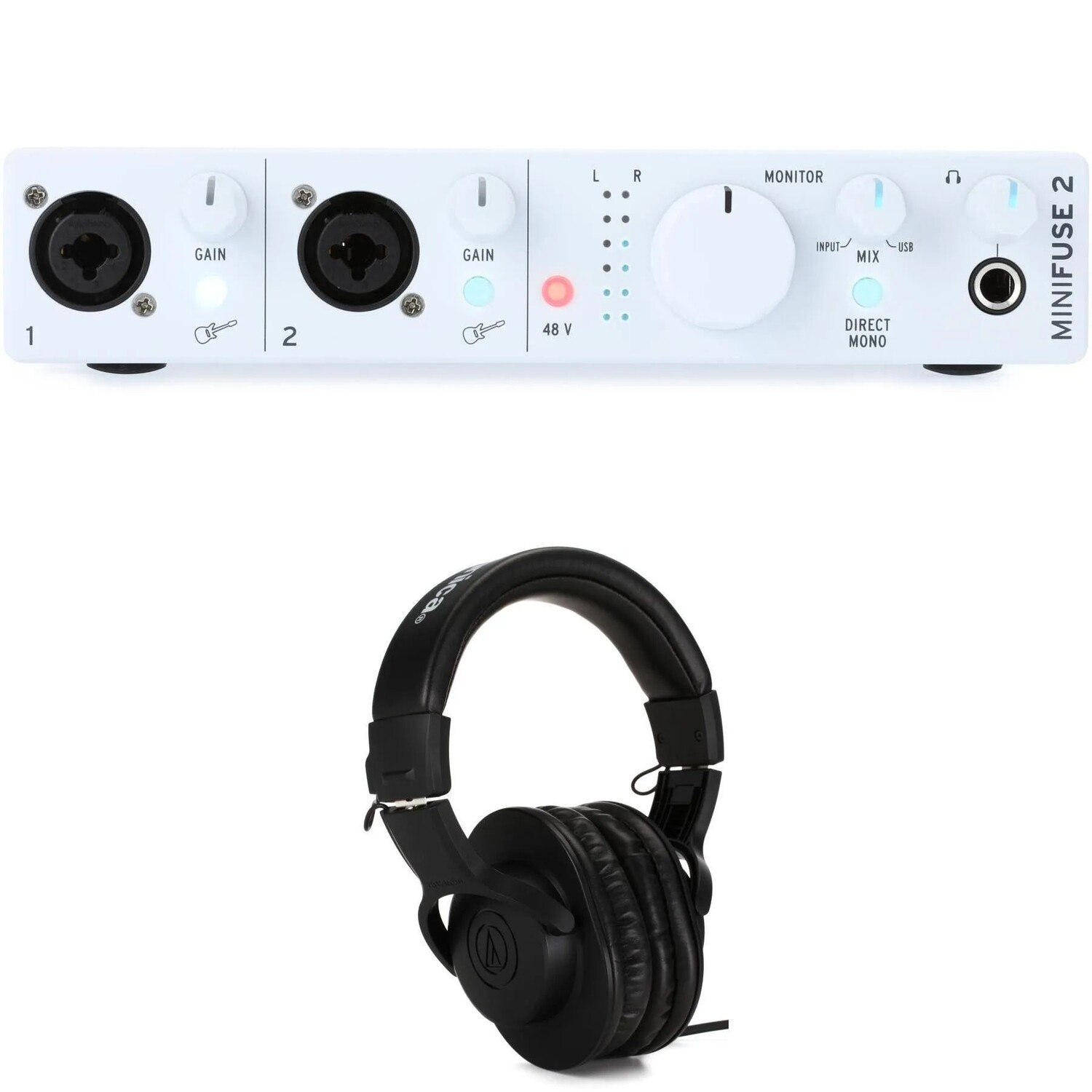 

Новый аудиоинтерфейс и наушники Arturia MiniFuse 2 USB-C — белый