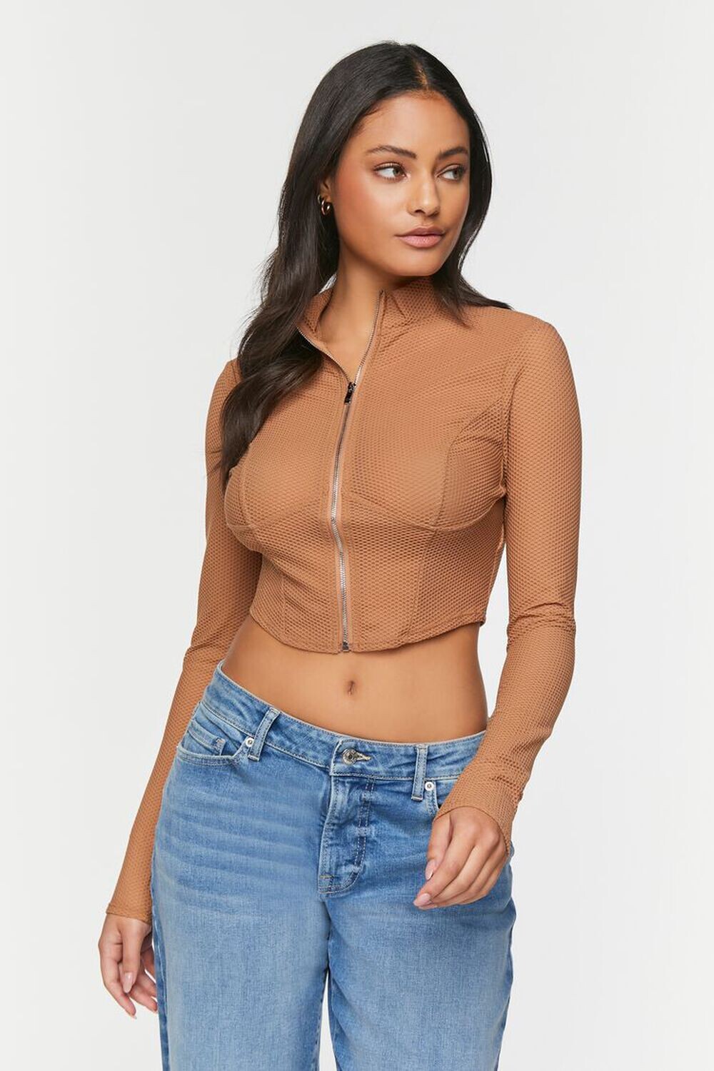 

Укороченный топ на молнии из сетки Forever 21