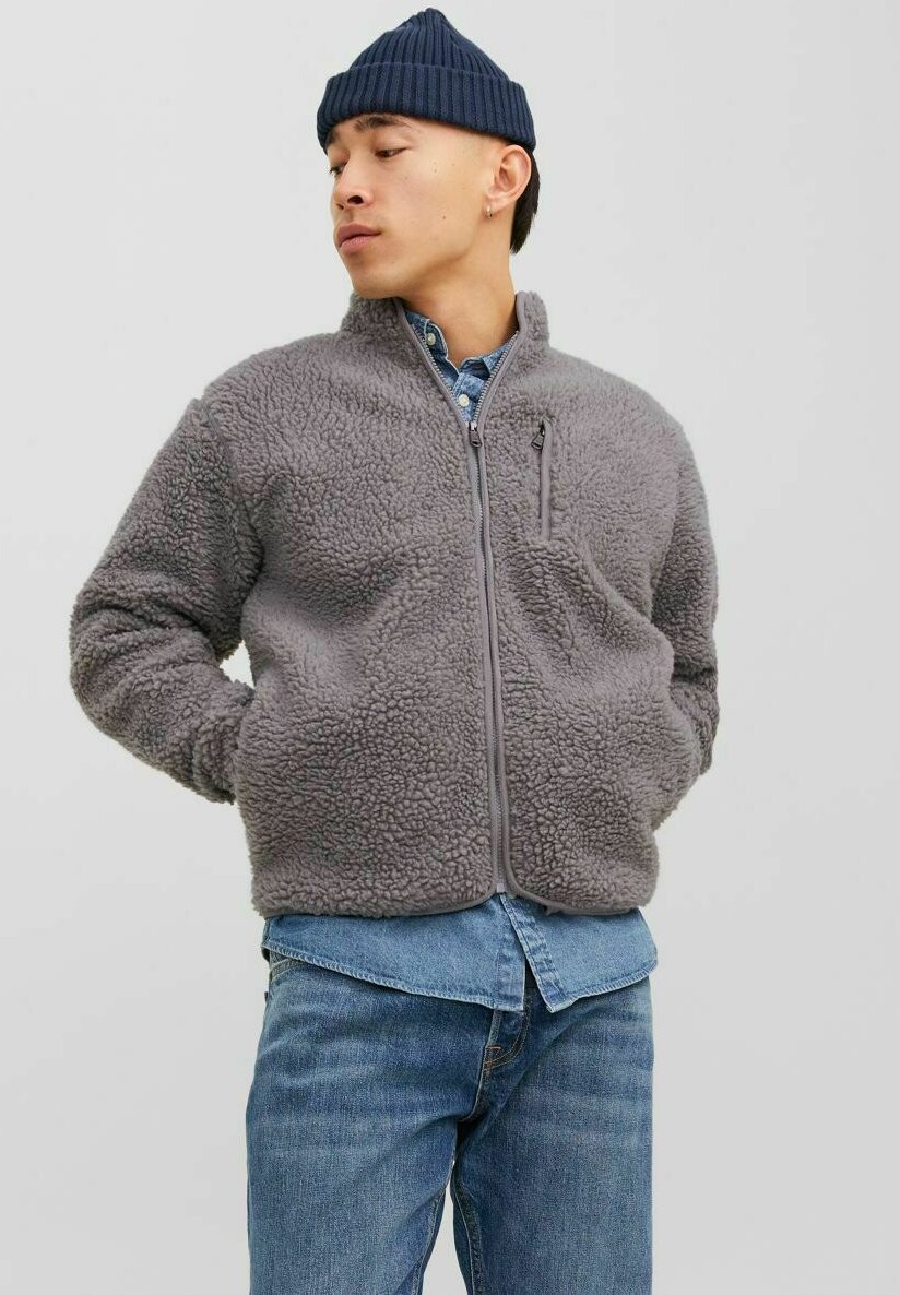 

Флисовая куртка KLASSISCHES Jack & Jones, фланель серого цвета, Серый