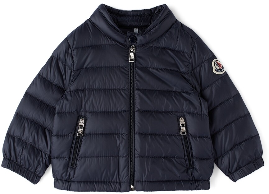

Детская темно-синяя пуховая куртка Acorus Ночной синий Moncler Enfant