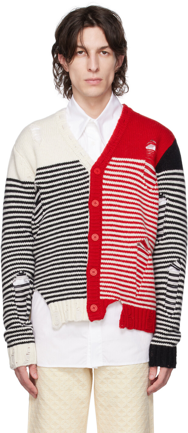 

Charles Jeffrey LOVERBOY Бело-красный кардиган Mega Shred