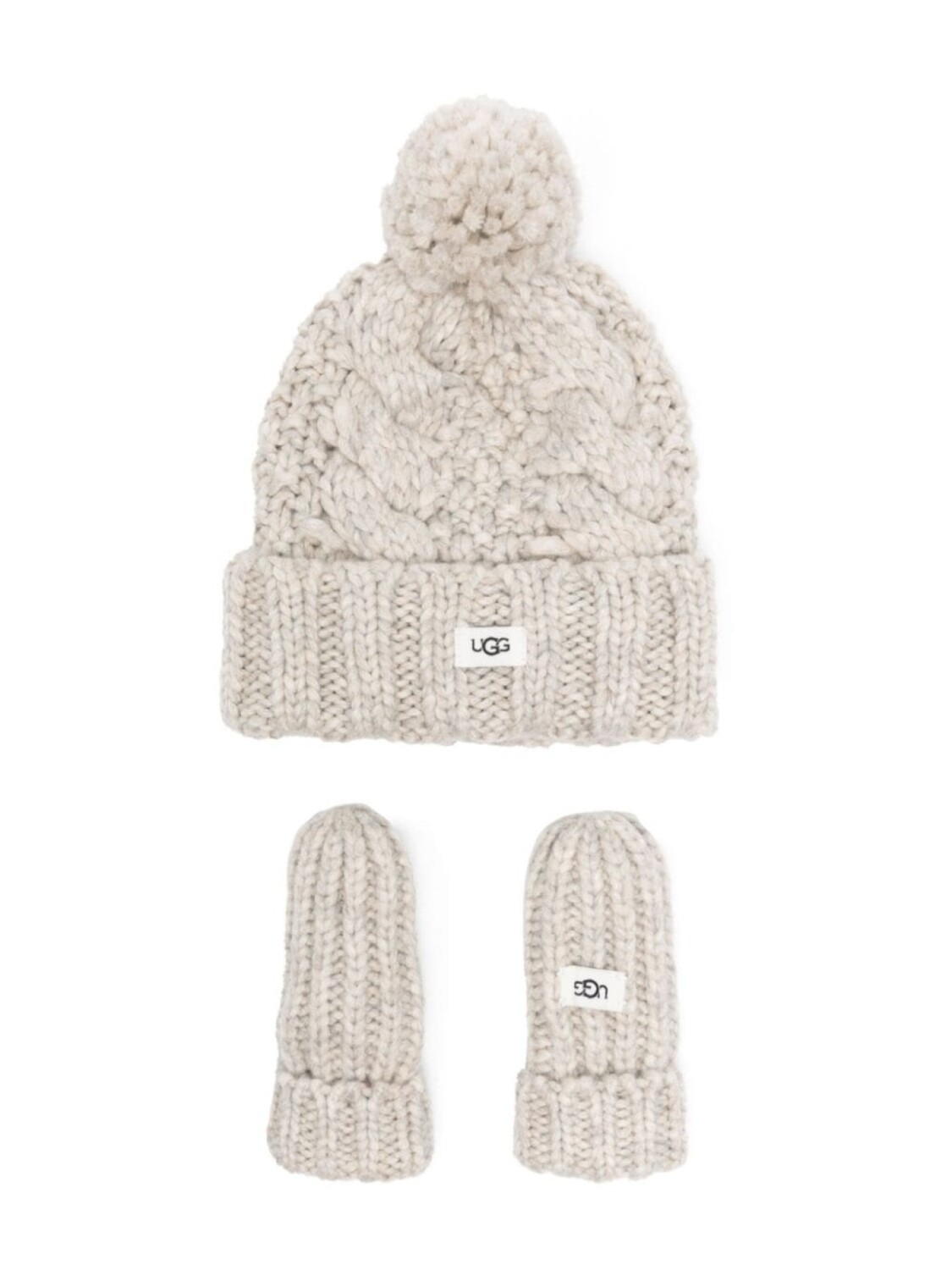

UGG Kids комплект из шапки и варежек крупной вязки, серый