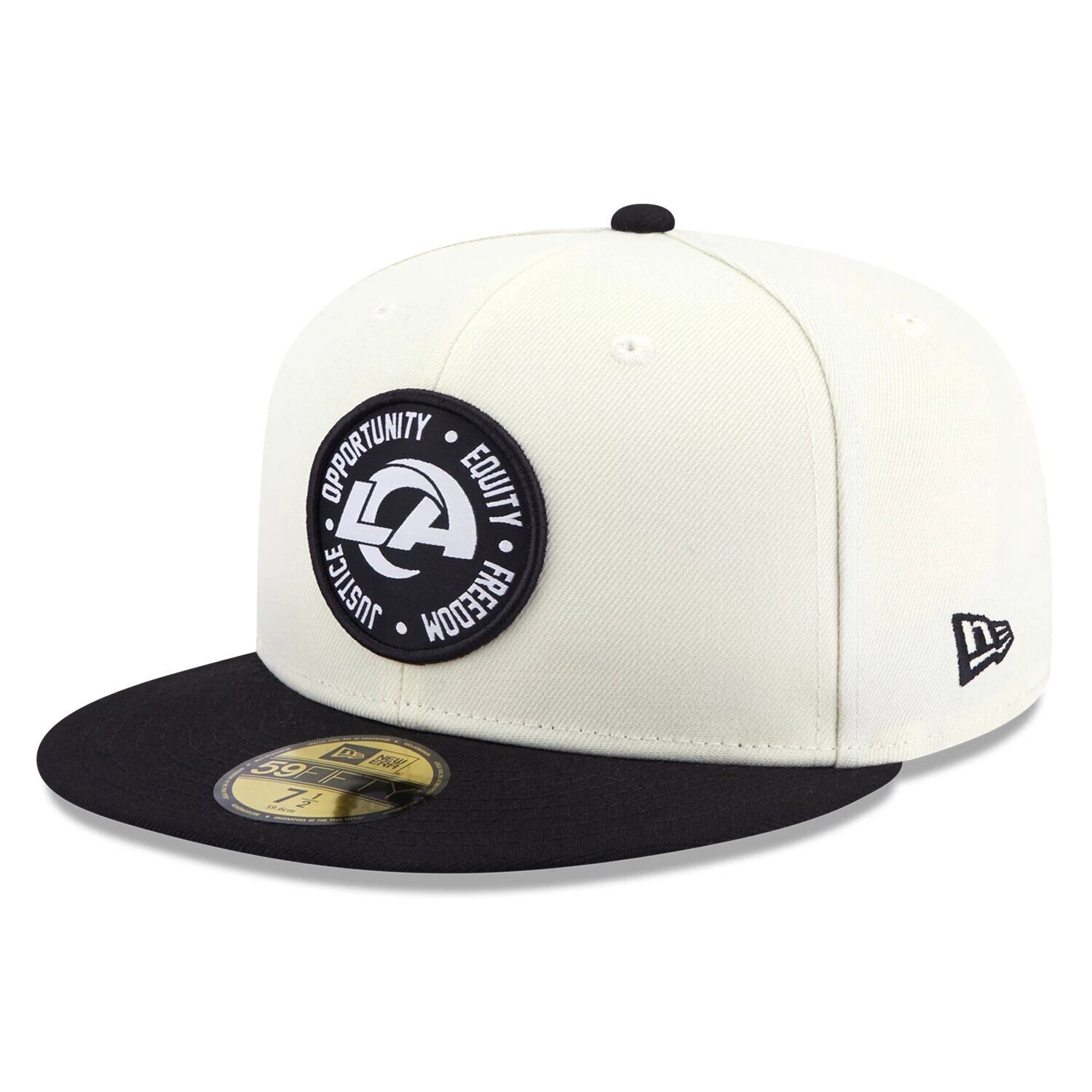 

Мужская облегающая шляпа New Era кремового/черного цвета Los Angeles Rams 2022 Inspire Change 59FIFTY