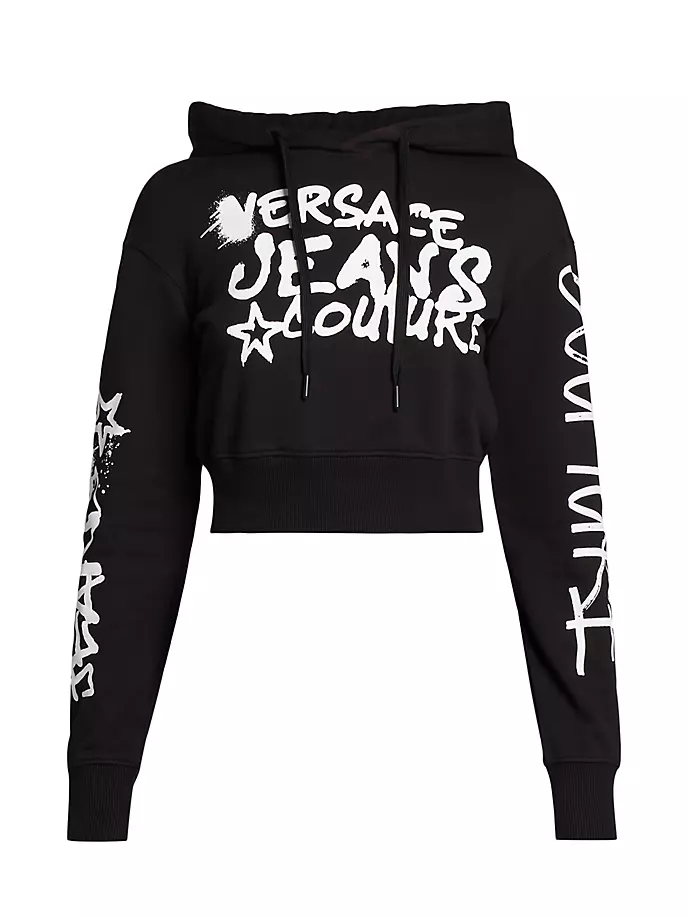 

Укороченный свитшот с логотипом Graffiti Versace Jeans Couture, черный