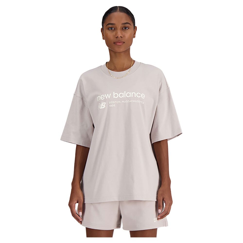 

Футболка New Balance Linear Heritage Oversized, бежевый