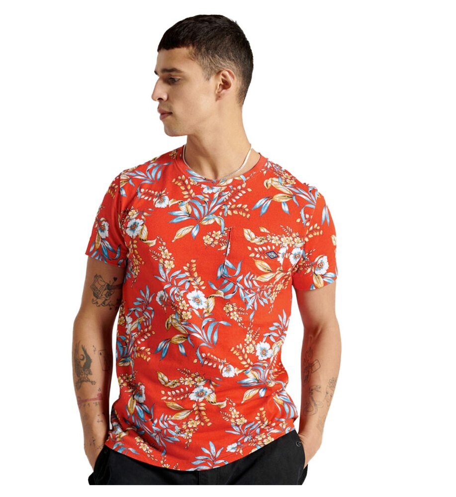 

Футболка с коротким рукавом Superdry Allover Print Pocket, оранжевый